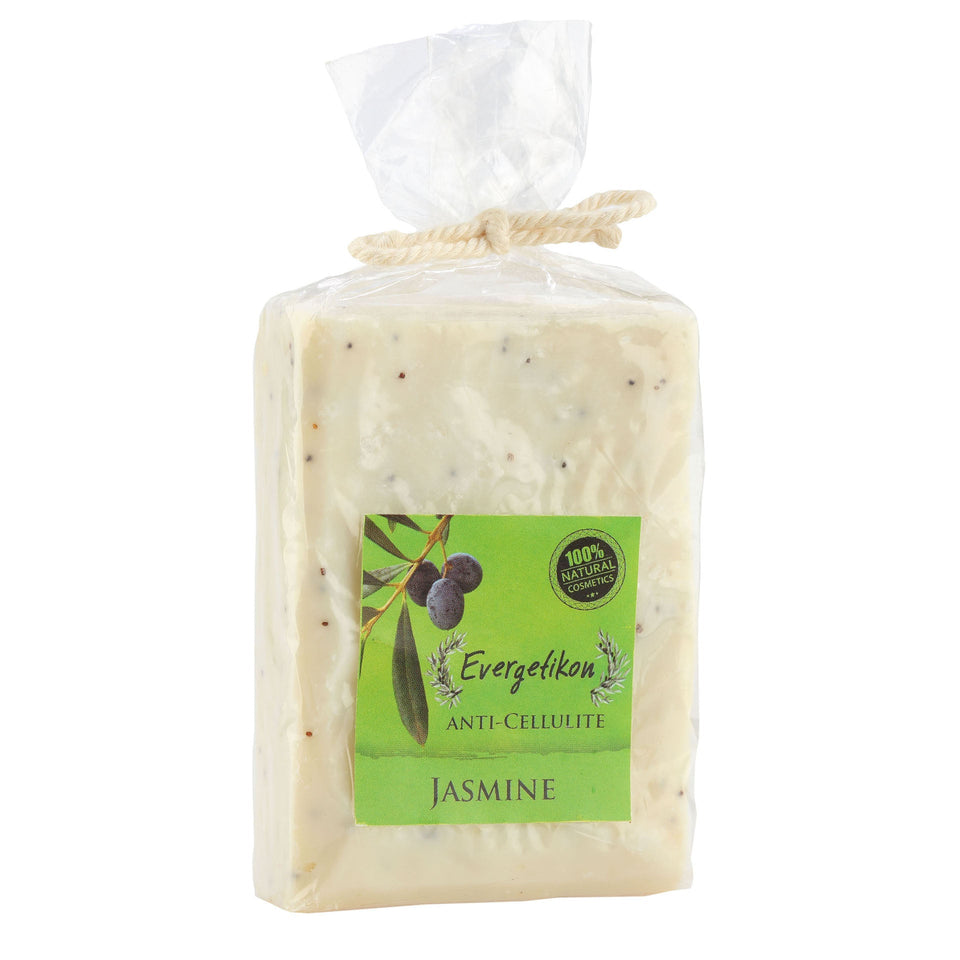 Anti-cellulite Soap with Jasmine, poppy seeds & Edible-Pure Cretan Olive oil 120-140g / 4.23 - 4.93oz