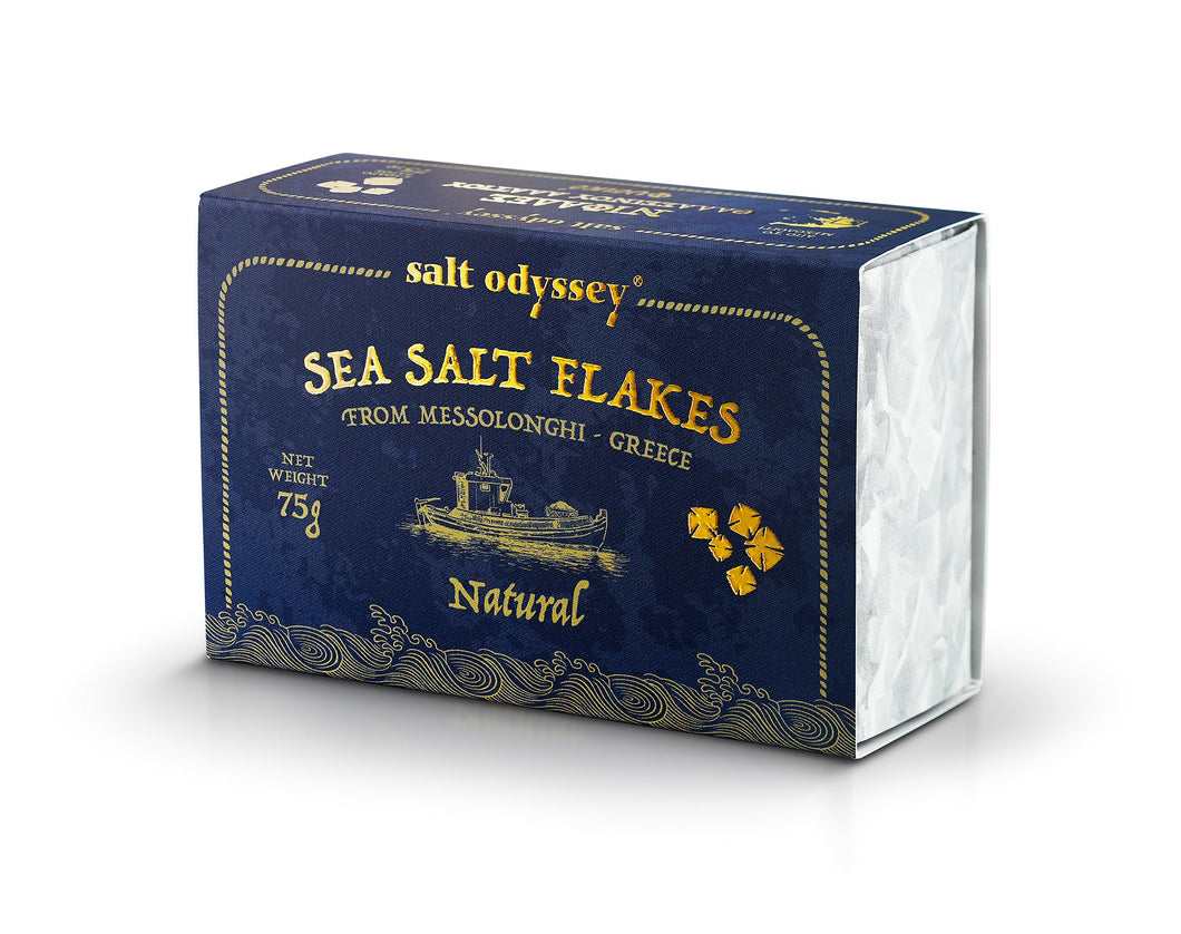 Sea Salt Flakes Box Natural Luxurious Pyramid-Shaped - Salt 100% Natural. 75g / 2.64oz