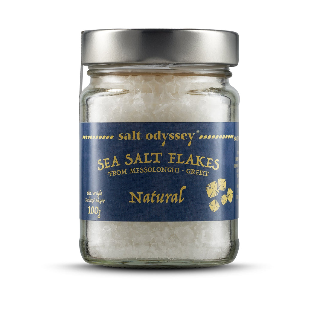 Sea Salt Flakes Jar Natural Luxurious Pyramid-Shaped - Salt 100% Natural. 100g / 3.53oz