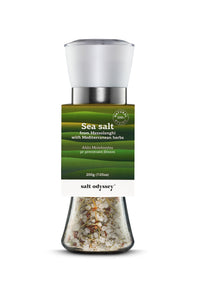 Sea Salt With Mediterranean Herbs Glass Mill White 200g / 7.05oz