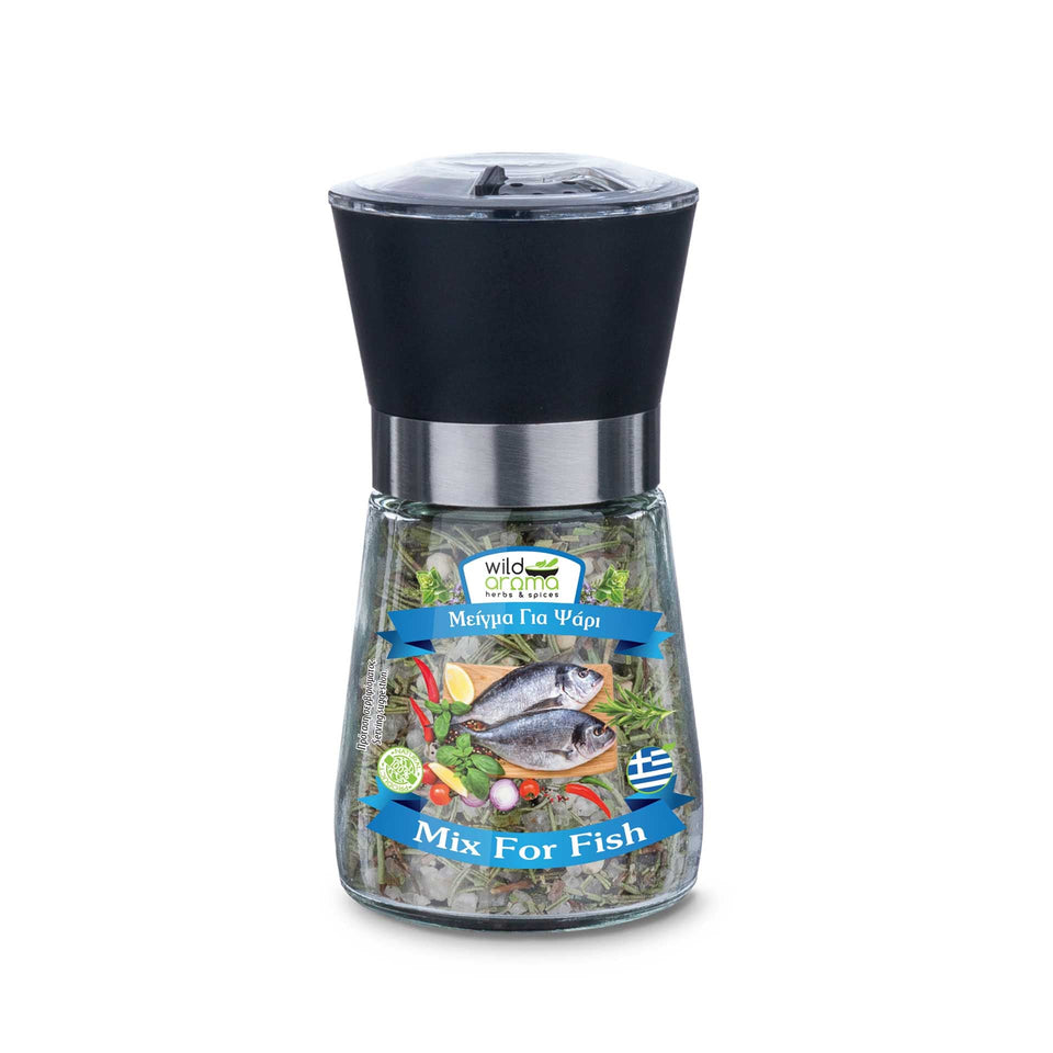 Mill Fish mix Premium Ceramic Grinder, Refillable Coarseness Adjustable for spices. 100g / 3.53oz