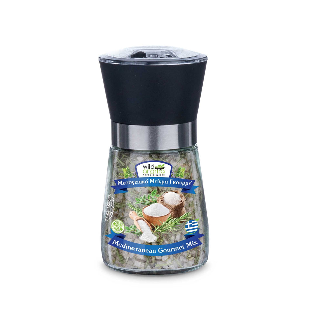 Mill Mediterranean mix Premium Ceramic Grinder, Refillable Coarseness Adjustable for spices. 130g / 4.59oz