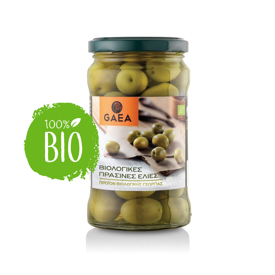 Organic Green Olives Glass Jar 300g / 10.6oz