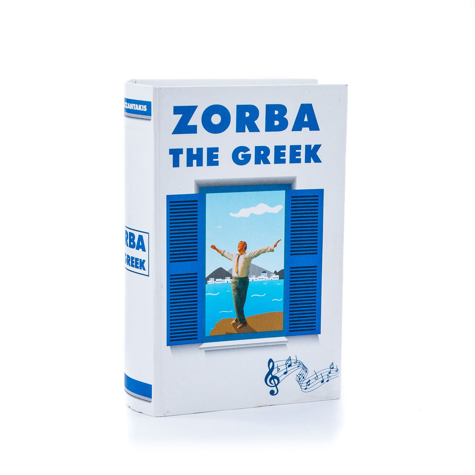 Zorba The Greek music book with ouzo 50ml / 1.69oz & Glass Shot. White.