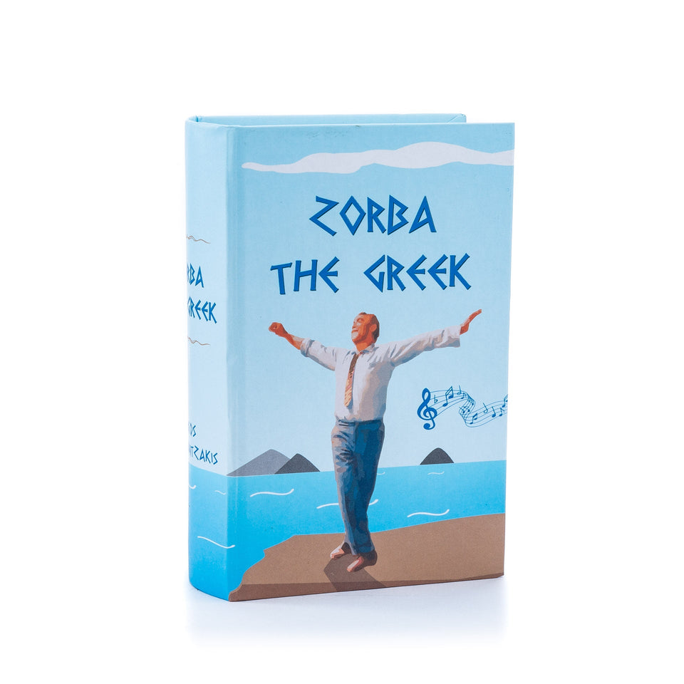 Zorba The Greek music book with ouzo 50ml / 1.69oz & Glass Shot. Light blue.