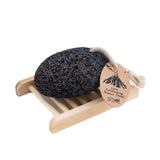 Natural Volcanic Pumice for foot with bamboo bath tray. 